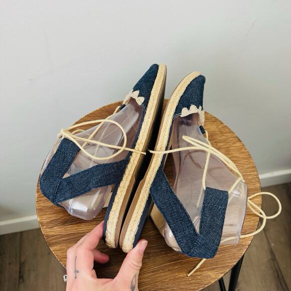 Nine West Navy Blue Canvas Unah Toe Sandals Women’s Size 9.5 - Picture 6 of 10